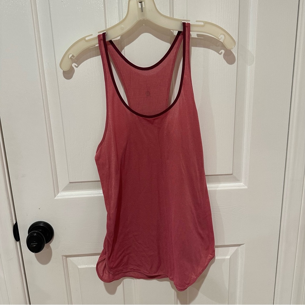 Lululemon Athletica Pink Racerback Tank Top with purple trim